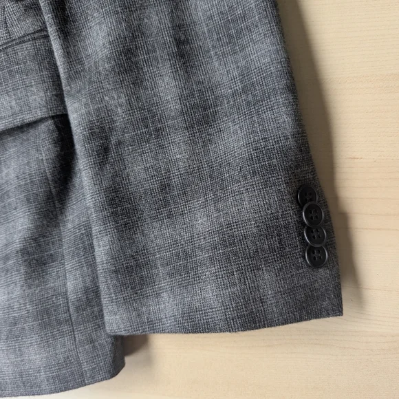 John Varvatos 42R Charcoal Checkered Plaid Blazer Sport Coat Jacket Herringbone - Picture 5 of 13